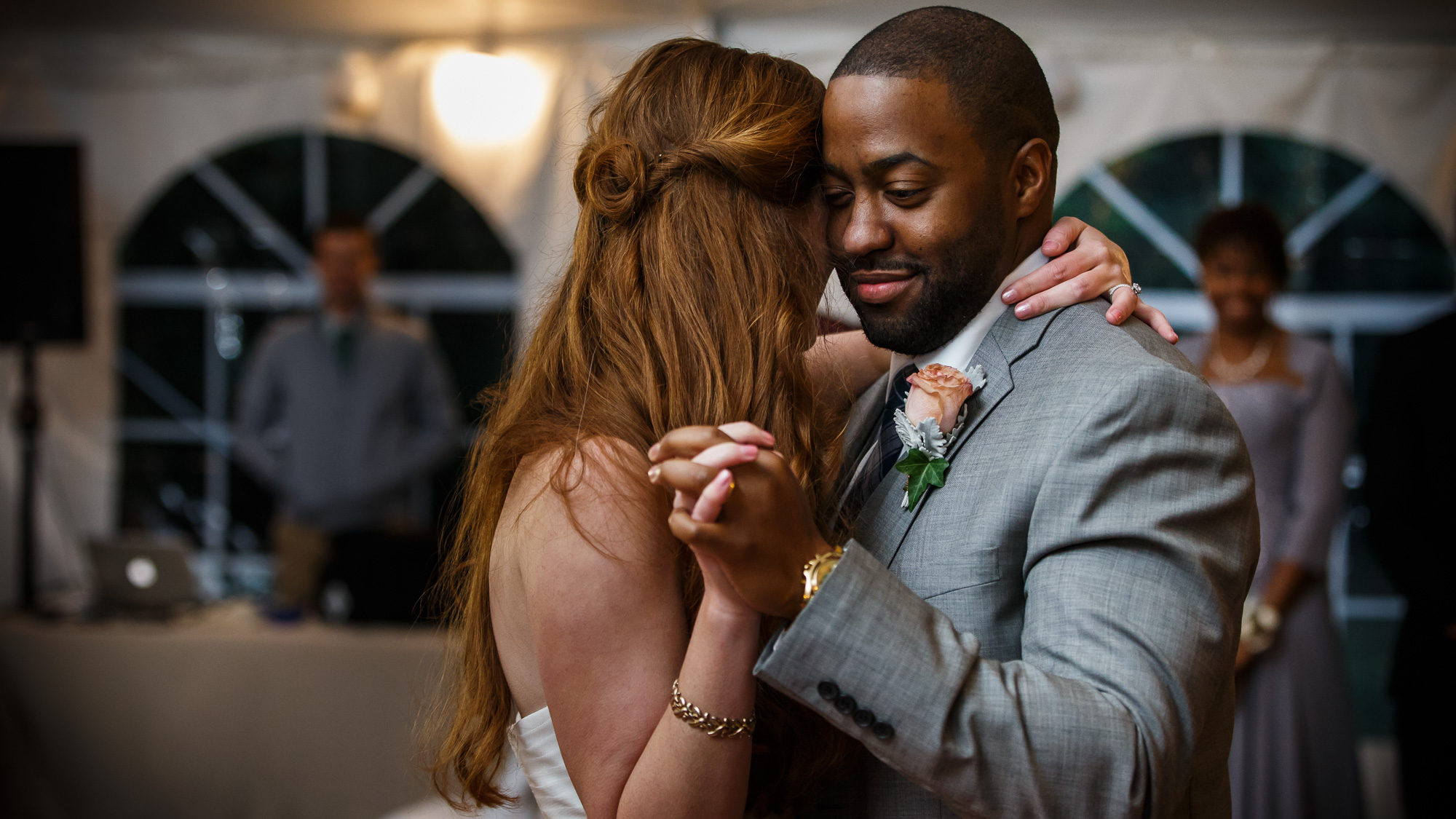 Bride and Groom Dance at Their Backyard Wedding Connecticut