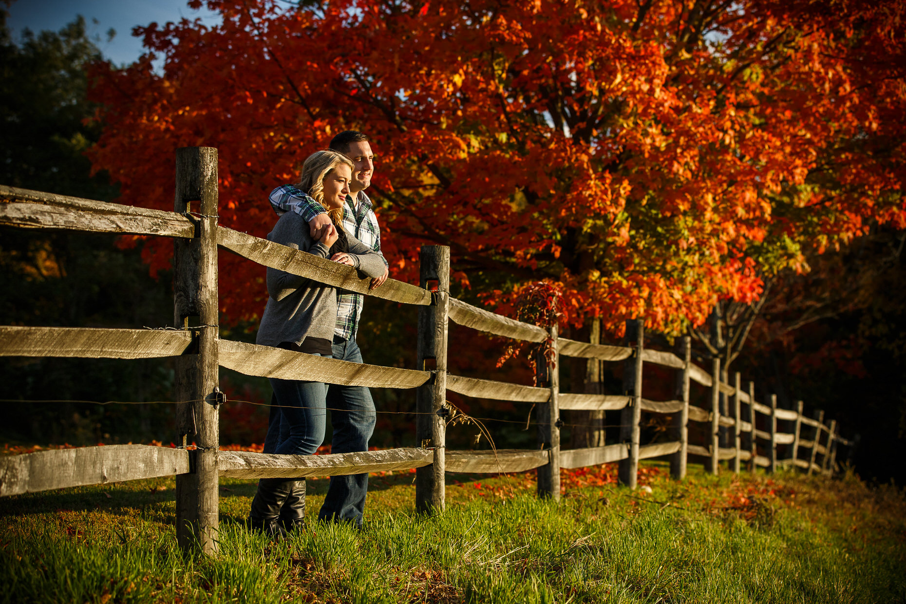 Fall Foliage Engagement Photos in New England.